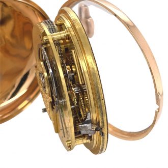 Rare English 18K rose gold open faced pocket watch Circa 1812