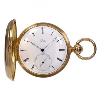 Swiss 18K gold hunting cased lever tourbillon watch Circa 1875