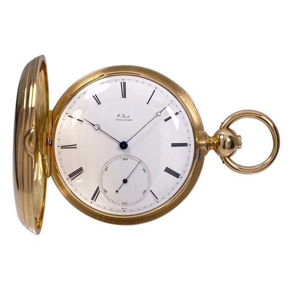 Swiss 18K gold hunting cased lever tourbillon watch Circa 1875