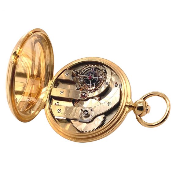 Swiss 18K gold hunting cased lever tourbillon watch Circa 1875 Swiss 18K gold hunting cased lever tourbillon watch Circa 1875