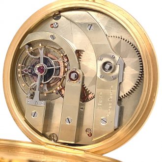 Swiss 18K gold hunting cased lever tourbillon watch Circa 1875
