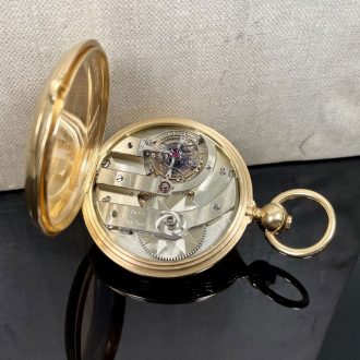 Swiss 18K gold hunting cased lever tourbillon watch Circa 1875