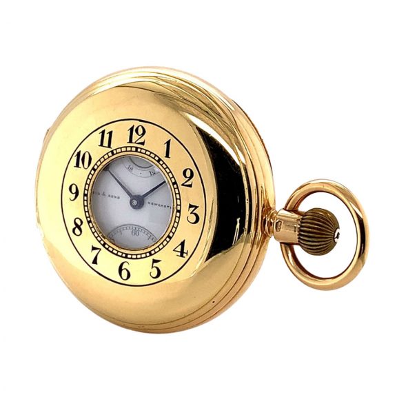 English gold half-hunting cased power reserve lever watch Circa 1869 English gold half-hunting cased power reserve lever watch Circa 1869