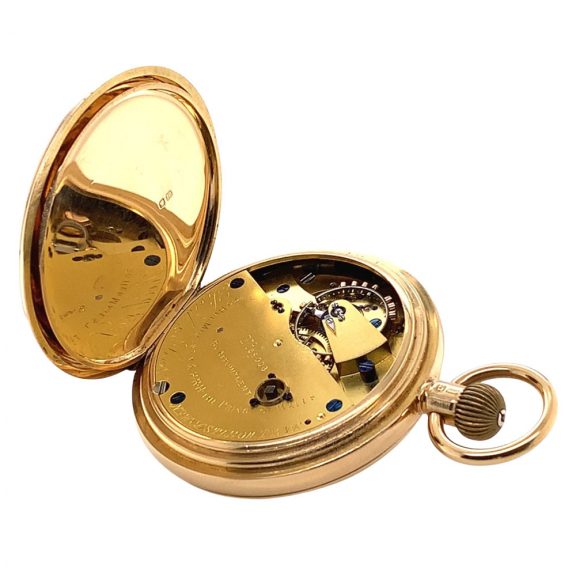 English gold half-hunting cased power reserve lever watch Circa 1869 English gold half-hunting cased power reserve lever watch Circa 1869