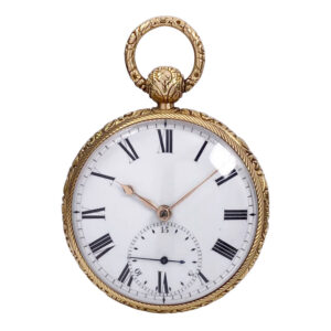 English 18K gold open faced lever pocket watch Circa 1820