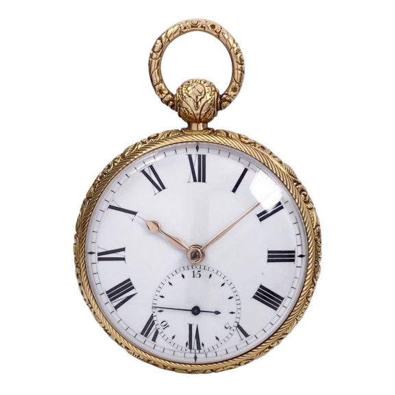 English 18K gold open faced lever pocket watch Circa 1820