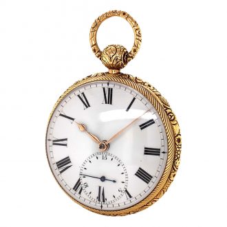 English 18K gold open faced lever pocket watch Circa 1820