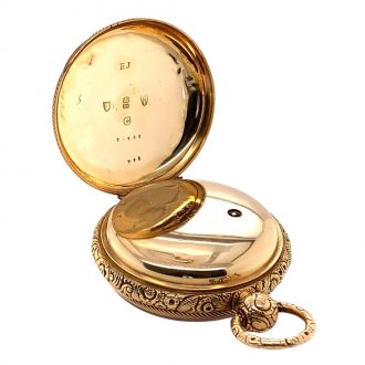 English 18K gold open faced lever pocket watch Circa 1820