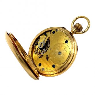 Fine English 18K gold open faced lever pocket watch Circa 1910
