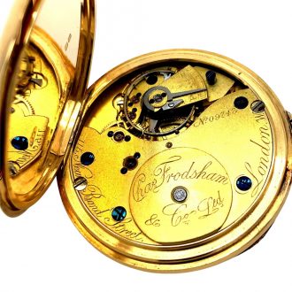 Fine English 18K gold open faced lever pocket watch Circa 1910