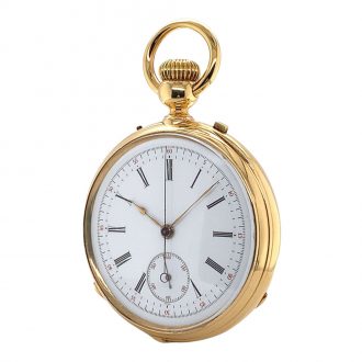 Fine French 18K gold open faced lever chronograph Circa 1865