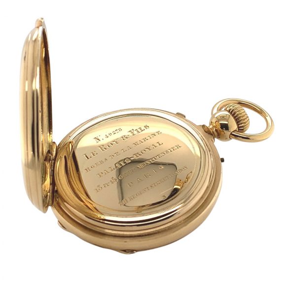 Fine French 18K gold open faced lever chronograph Circa 1865 Fine French 18K gold open faced lever chronograph Circa 1865