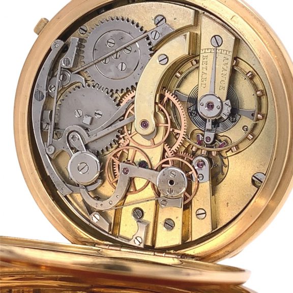 Fine French 18K gold open faced lever chronograph Circa 1865 Fine French 18K gold open faced lever chronograph Circa 1865