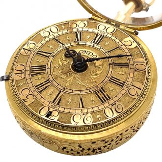 English gold pair-cased quarter repeating verge watch Circa 1696