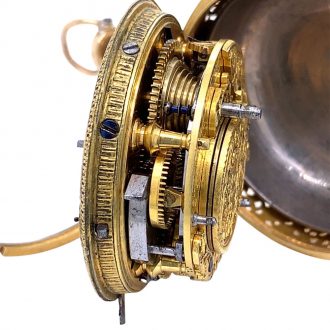 English gold pair-cased quarter repeating verge watch Circa 1696
