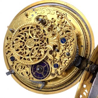 English gold pair-cased quarter repeating verge watch Circa 1696