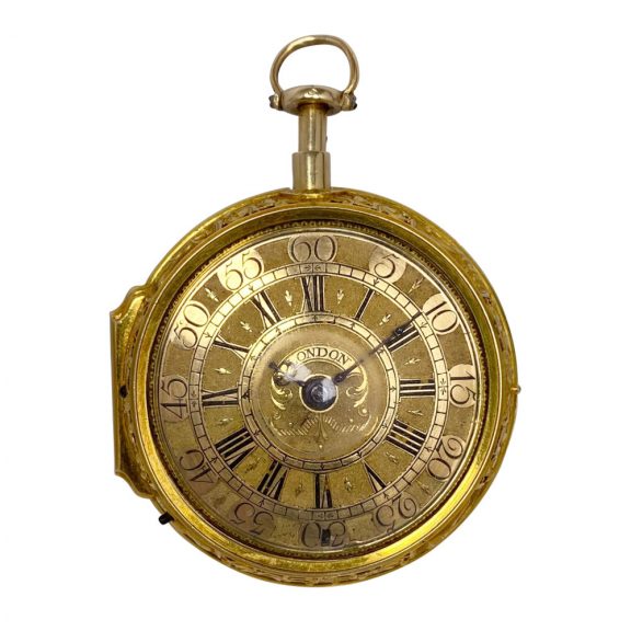 English gold pair-cased quarter repeating verge watch Circa 1696 English gold pair-cased quarter repeating verge watch Circa 1696