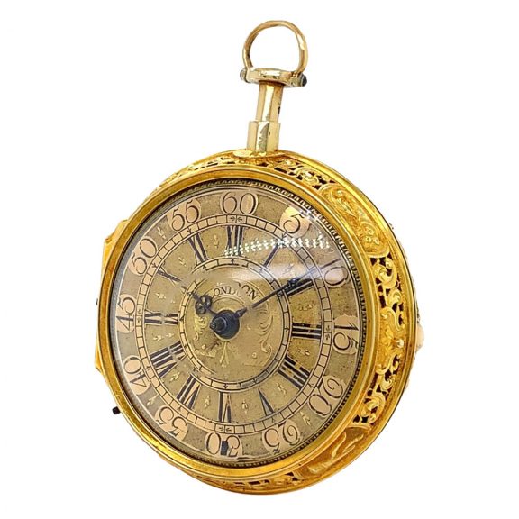 English gold pair-cased quarter repeating verge watch Circa 1696 English gold pair-cased quarter repeating verge watch Circa 1696