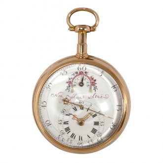 French 18K rose gold open faced cylinder watch Circa 1800