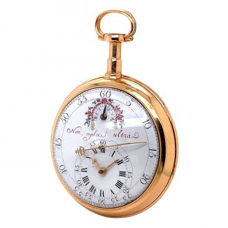 French 18K rose gold open faced cylinder watch Circa 1800