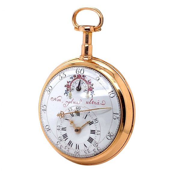 French 18K rose gold open faced cylinder watch Circa 1800 French 18K rose gold open faced cylinder watch Circa 1800