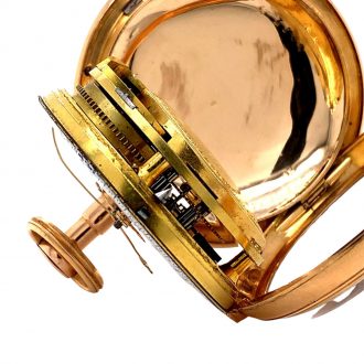 French 18K rose gold open faced cylinder watch Circa 1800