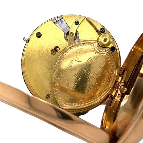 French 18K rose gold open faced cylinder watch Circa 1800 French 18K rose gold open faced cylinder watch Circa 1800
