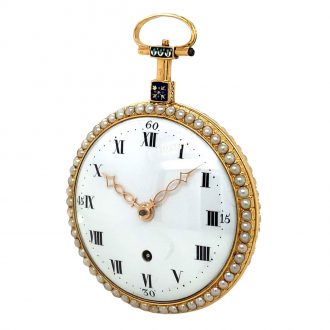 French gold enamelled cylinder watch with chatelaine Circa 1790