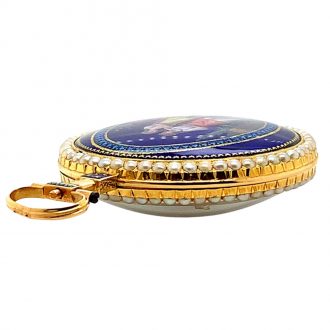 French gold enamelled cylinder watch with chatelaine Circa 1790