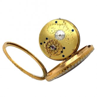 French gold enamelled cylinder watch with chatelaine Circa 1790