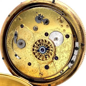 Swiss gold repeating musical cylinder watch with automata Circa 1810