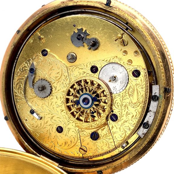 Swiss gold repeating musical cylinder watch with automata Circa 1810 Swiss gold repeating musical cylinder watch with automata Circa 1810