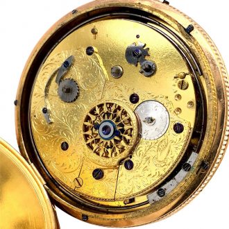 Swiss gold repeating musical cylinder watch with automata Circa 1810