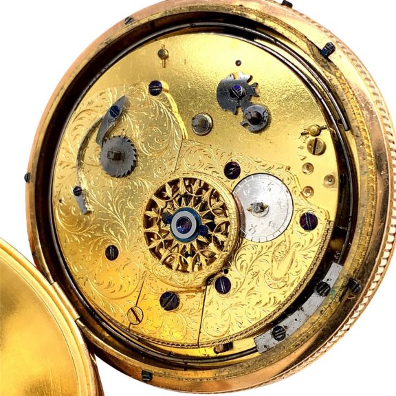 Swiss gold repeating musical cylinder watch with automata Circa 1810 Swiss gold repeating musical cylinder watch with automata Circa 1810