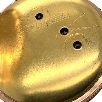 Swiss gold repeating musical cylinder watch with automata Circa 1810