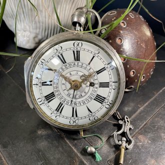 French brass and silver repeating verge coach clock Circa 1775 French brass and silver repeating verge coach clock Circa 1775