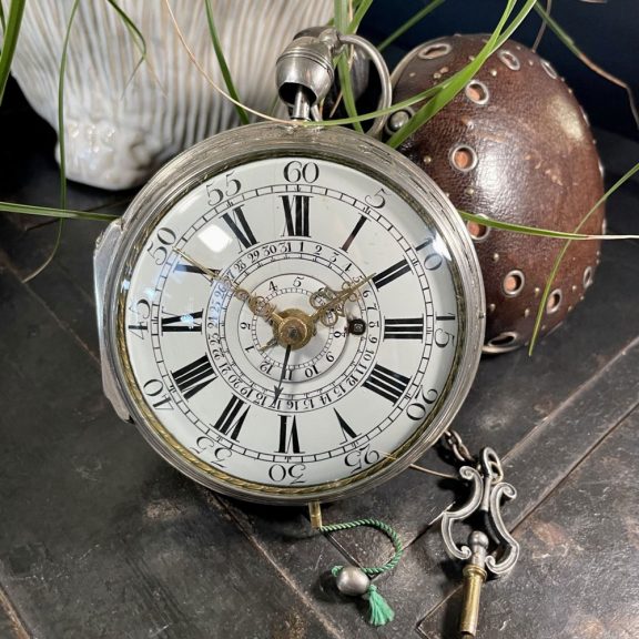 French brass and silver repeating verge coach clock Circa 1775 French brass and silver repeating verge coach clock Circa 1775