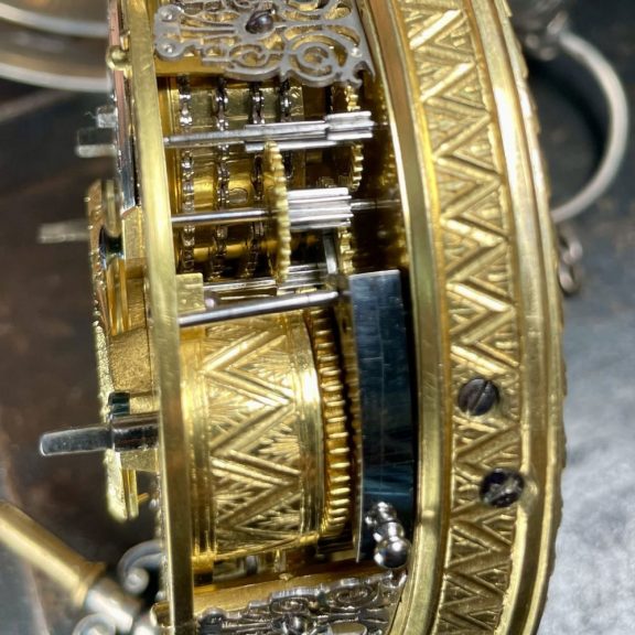 French brass and silver repeating verge coach clock Circa 1775 French brass and silver repeating verge coach clock Circa 1775