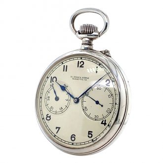 German silver 35h power reserve lever navigation watch Circa 1950
