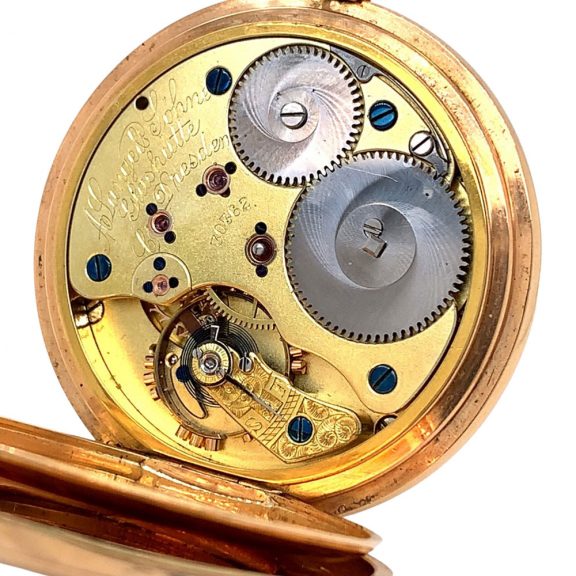 German 18K rose gold hunting cased lever watch Circa 1893 German 18K rose gold hunting cased lever watch Circa 1893