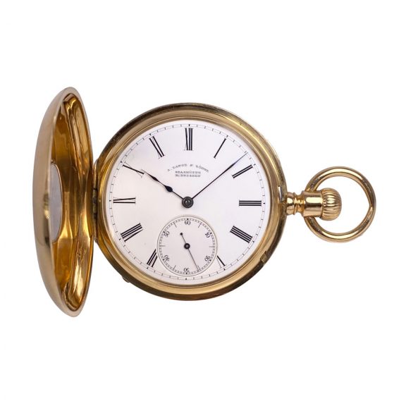 German 18 carat gold half-hunting cased lever watch Circa 1882 German 18 carat gold half-hunting cased lever watch Circa 1882