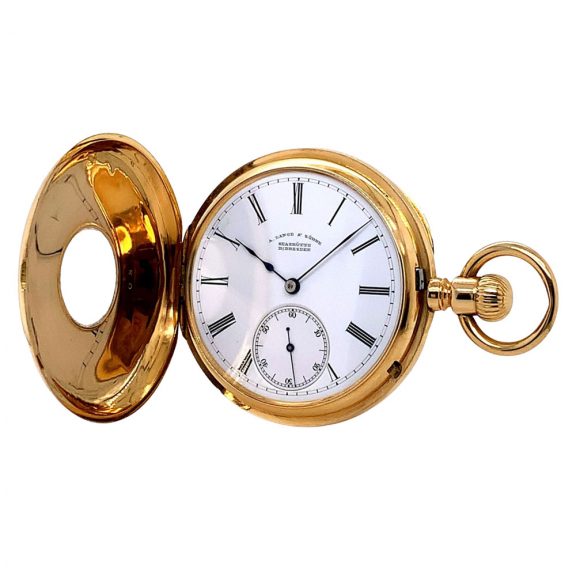 German 18 carat gold half-hunting cased lever watch Circa 1882 German 18 carat gold half-hunting cased lever watch Circa 1882