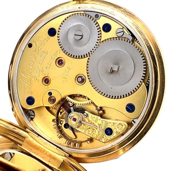 German 18 carat gold half-hunting cased lever watch Circa 1882 German 18 carat gold half-hunting cased lever watch Circa 1882