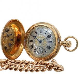 German rose gold quality 1A lever watch with chain Circa 1883
