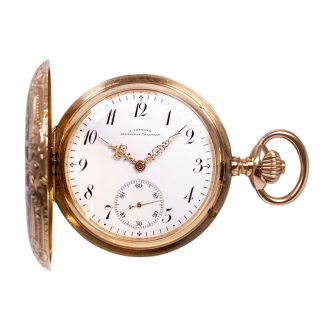 German 14 carat rose gold and niëllo hunting cased lever Circa 1900