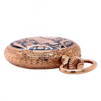 German 14 carat rose gold and niëllo hunting cased lever Circa 1900