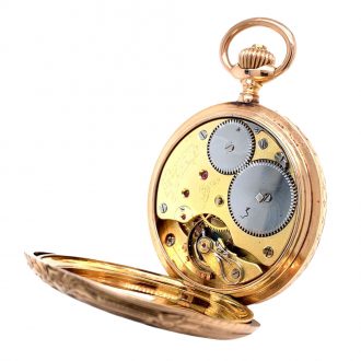 German 14 carat rose gold and niëllo hunting cased lever Circa 1900