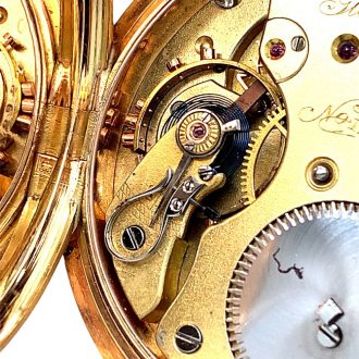 German 14 carat rose gold and niëllo hunting cased lever Circa 1900
