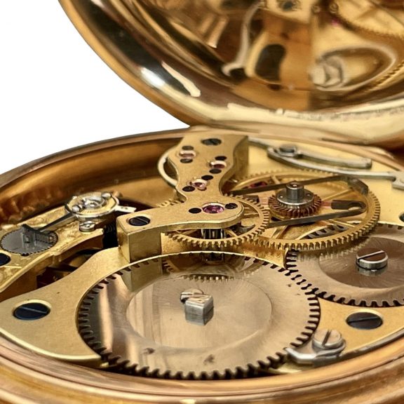 German hunting cased lever watch with seconde morte Circa 1884 German hunting cased lever watch with seconde morte Circa 1884