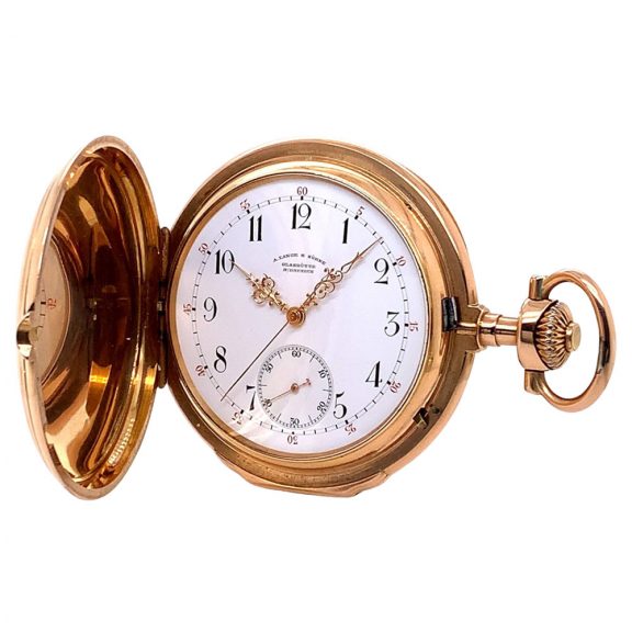 German hunting cased lever watch with seconde morte Circa 1884 German hunting cased lever watch with seconde morte Circa 1884